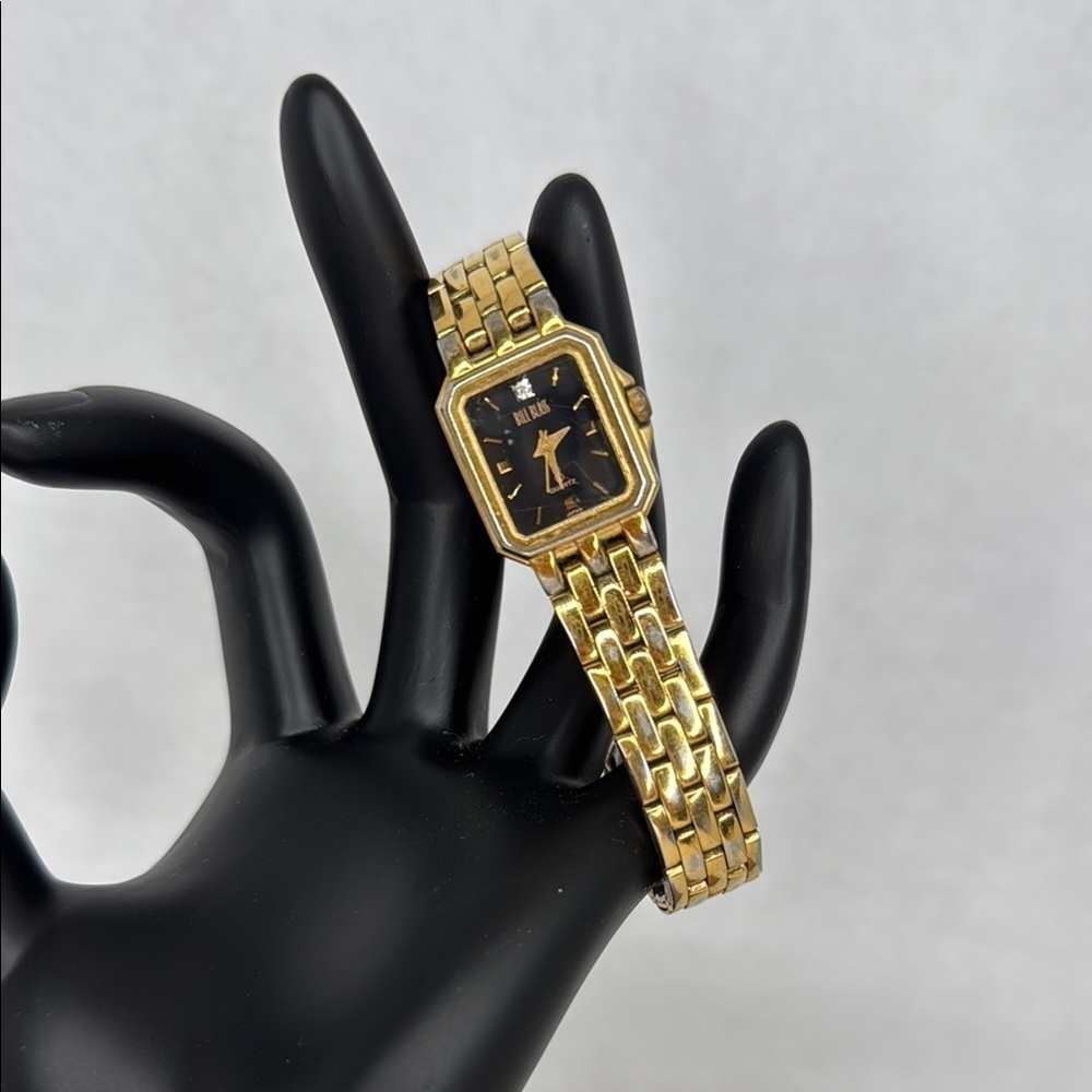 Vintage Bill Blass Gold, Diamond, and Black Luxury Watch Untested Flaws lot W5